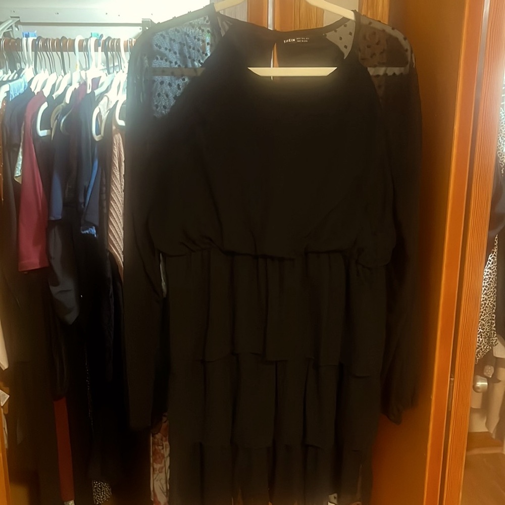 Shein tiered dress long sleeve chiffon